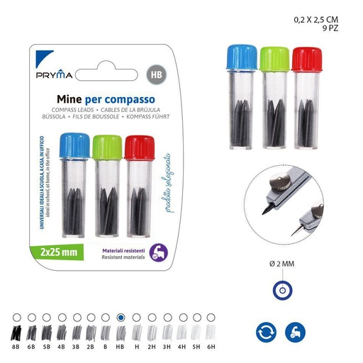 [0222851] Minas HB de compás 9 PZ - Accesorios de oficina