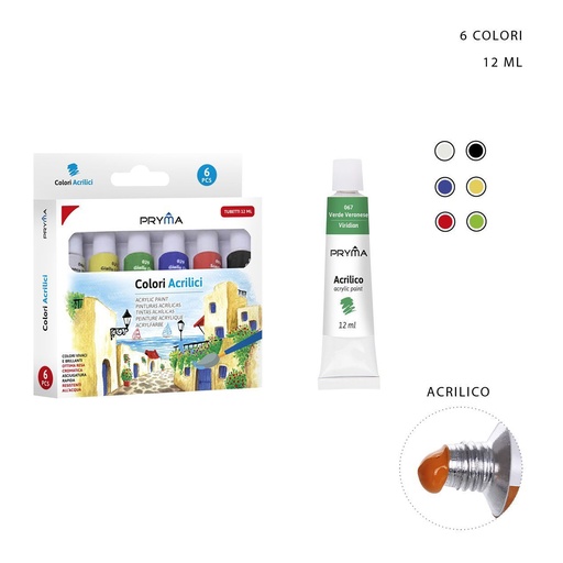 [0223030] Pintura acrílica 12ml 6pz - Material artístico