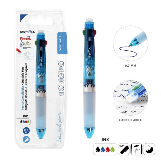 [0223476] Bolígrafo borrable 4 colores 0.7 mm azul - Útiles de escritura