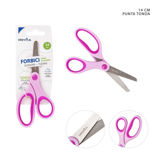 [0223549] Tijeras Soft Touch bicolor cabeza redonda 14cm para corte