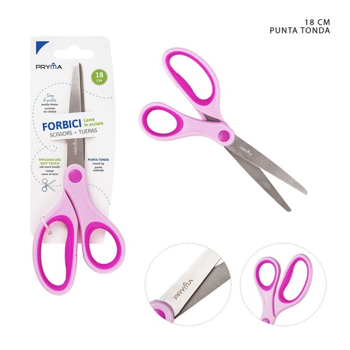 [0223551] Tijeras soft touch bicolor cabeza redonda 18CM - Accesorios de papelería