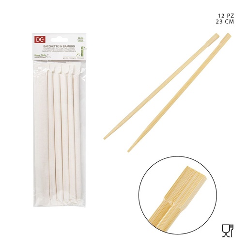 [0223621] Paliillos de bambú desechables 23 cm 12 unidades - Accesorios de cocina