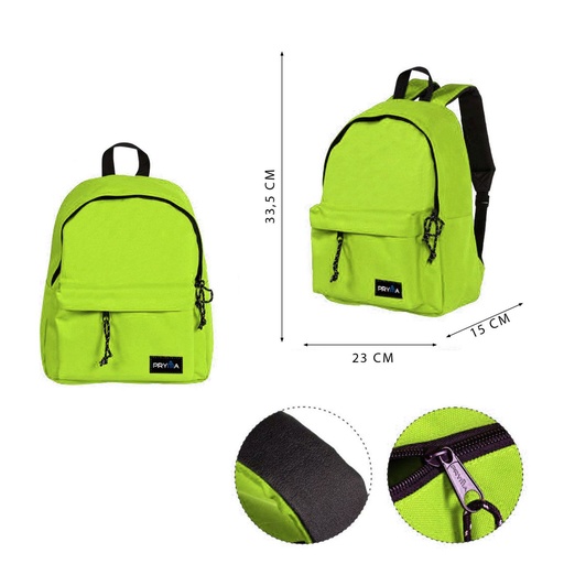 [0223656] Mochila escolar verde 33.5x23x15 cm - Backpack para estudiantes