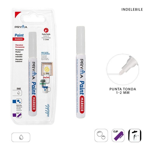 [0224046] Rotulador redondo de pintura 2mm blanco para manualidades