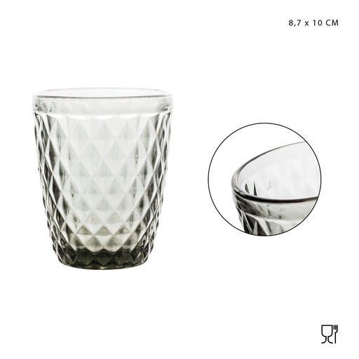 [0224065] Vaso gris con relieve 300 ml - Utensilios de cristal