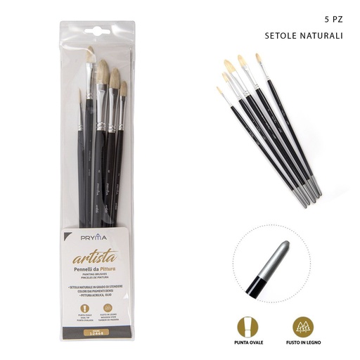 [0224354] Juego de pinceles Artista 5PZ N.1-2-4-6-8 - Accesorios de arte
