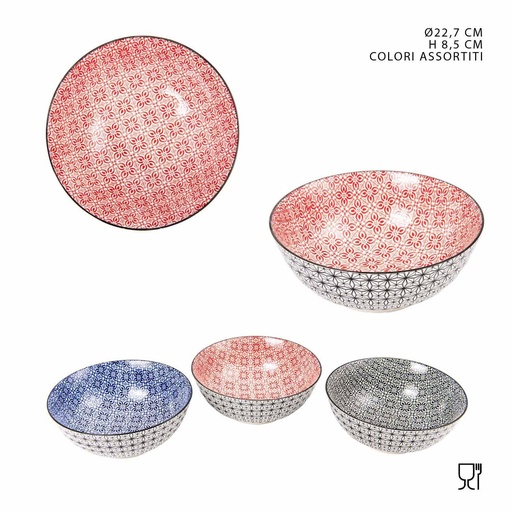 [0224468] Ensaladera de cerámica con estampado 22.7x8.5 cm - Accesorios de cocina