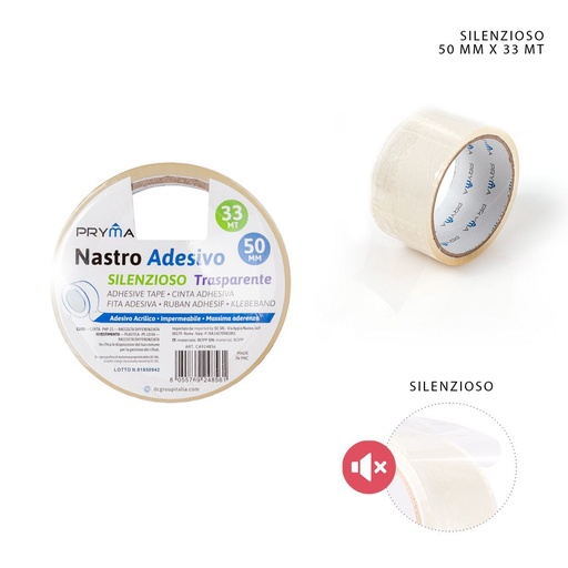 [0224579] Cinta adhesiva silenciosa transparente 50mm x 33m - Cintas adhesivas