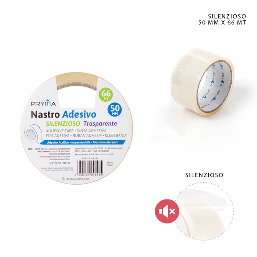 [0224581] Cinta adhesiva silenciosa transparente 50mm x 66m - Suministros de oficina