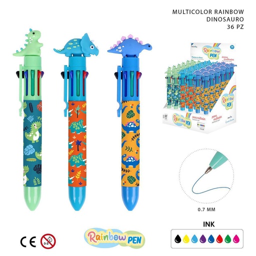 [0225416] Bolígrafo de 8 colores 0.7mm dinosaurio para escritura y niños