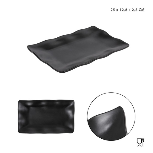[0224529] Plato plano de melamina rectangular 25X12.8X2.8 cm - Accesorios de cocina