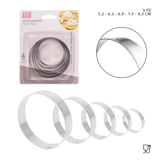 [0225675] Molde redondo 5.2 - 6.2 - 6.9 - 7.5 - 8.3 cm - Set de 5 - Utensilios de cocina