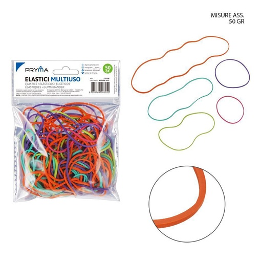 [0224453] Goma elástica multiuso de colores surtidos 50g para oficina y manualidades