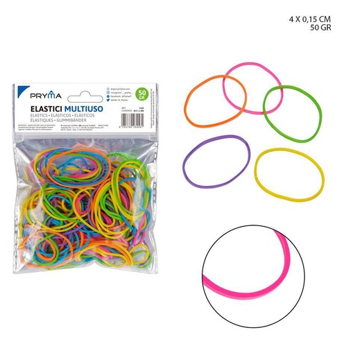 [0224875]  Goma elástica fluorescente 40x1.5 mm 50g - Artículos de oficina