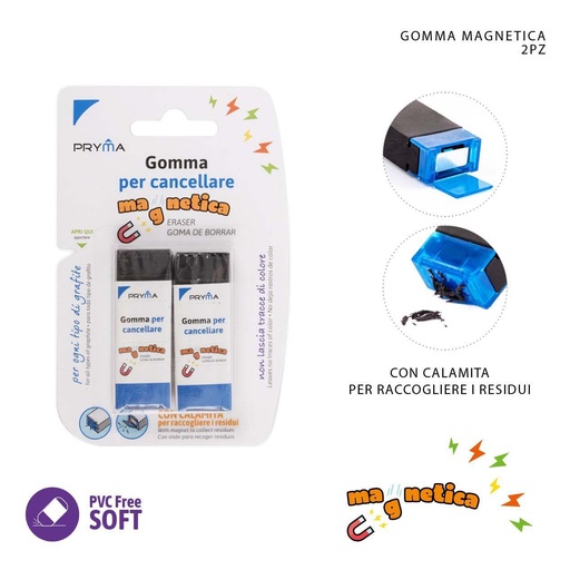[0225451] Goma de borrar magnética 2pz 6x2x1cm - Artículos de papelería