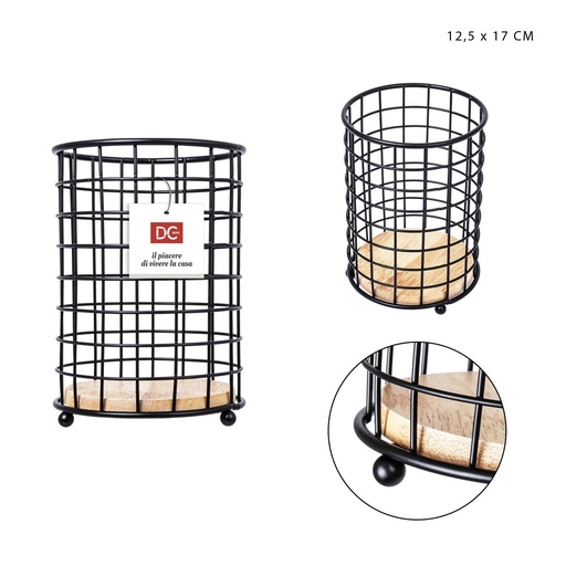 [0225553] Porta cubiertos de diseño negro 12.5x17 cm - Organización de cocina