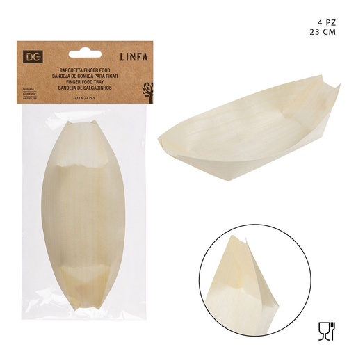 [0151099] Bandejas de aperitivos de madera 23 cm 4PZ - Accesorios de cocina y bandejas