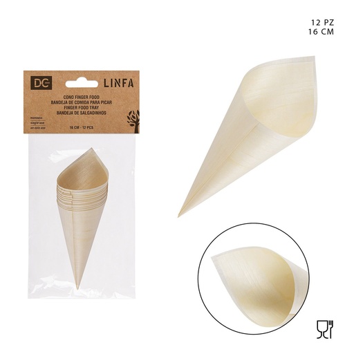 [0151101] Conos de madera para aperitivos 16CM 12PZ - Utensilios de cocina