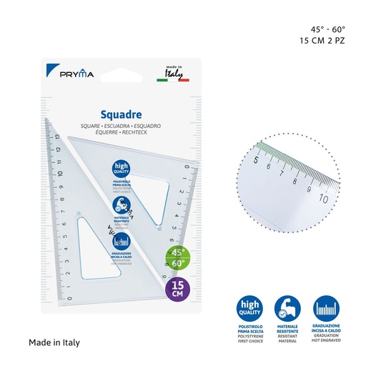 [0202396] Escuadra + cartabón 15cm 2piezas - Papelería
