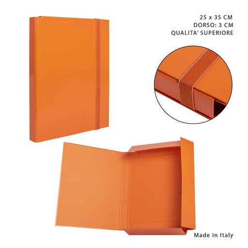 [0212487] Carpeta gruesa con goma elástica D3 25x35 cm naranja - Papelería