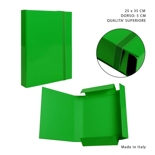 [0212494] Carpeta gruesa con goma elástica D5 25x35cm Verde - Papelería