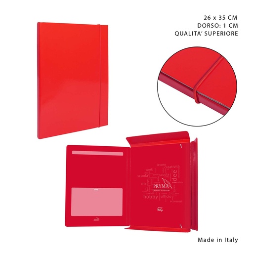 [0212506] Carpeta gruesa con goma elástica D1 26x35 cm roja - Papelería