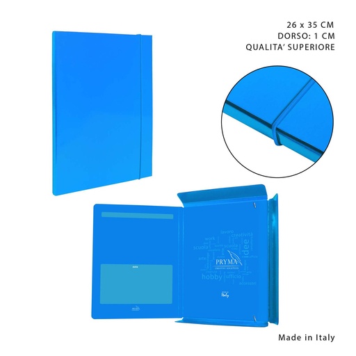 [0212510] Carpeta gruesa con goma elástica D1 26x35 cm azul claro - Papelería