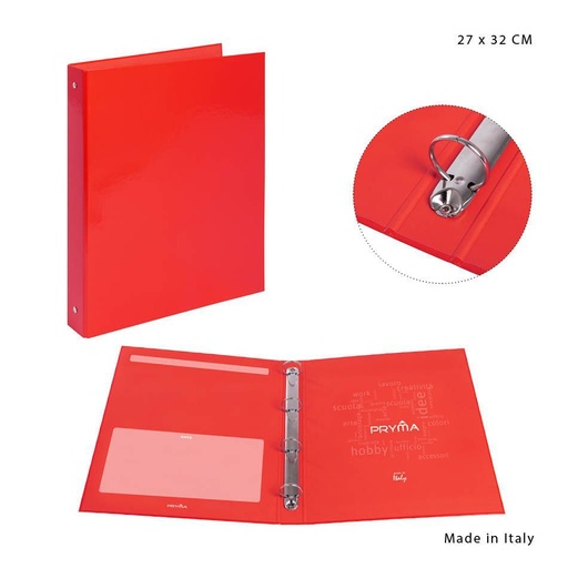 [0212511] Carpeta de 4 anillas roja 27x32cm - Artículos de oficina