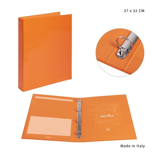 [0212512] Carpeta de 4 anillas naranja 27x32cm - Artículos de oficina
