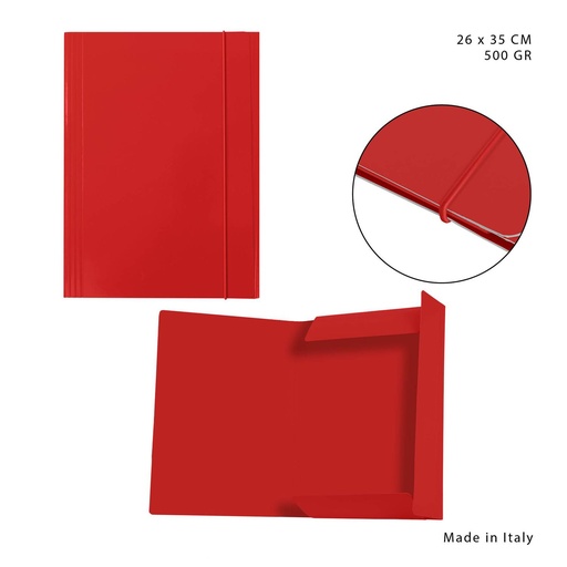 [0217396] Carpeta con goma elástica 3L 500g 26x35 cm roja - Artículos de oficina