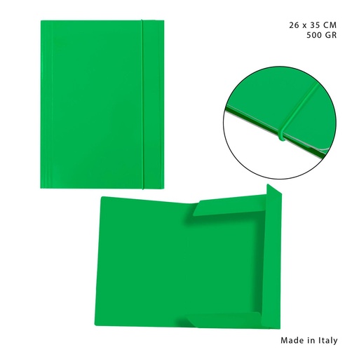 [0217397] Carpeta con goma elástica 3L 500g 26x35 cm verde - Artículos de oficina