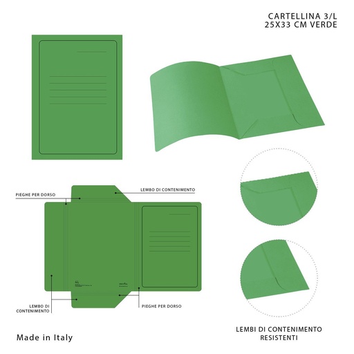 [0221084] Carpetas de archivo Manila 3L 25x33 cm color verde - Material de oficina