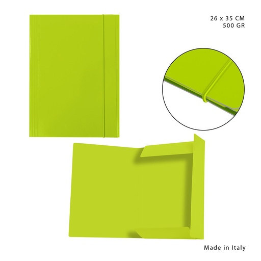 [0222910] Carpeta con goma elástica 3L 500G 26X35CM verde claro - Material de oficina