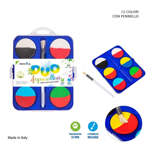 [0223053] Acuarelas maxi D55mm 6 colores + pincel - Pinturas artísticas