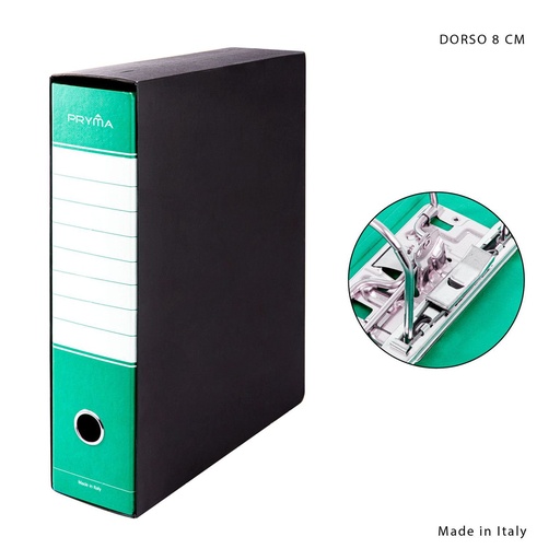 [0223960] Archivero con anillas y caja D8 verde - Papelería