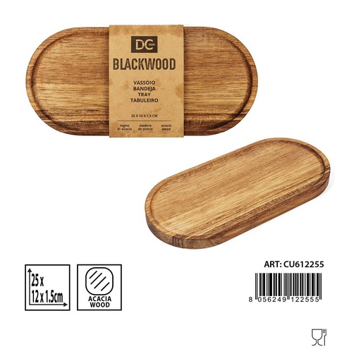 [0233388] Bandeja ovalada de acacia 25x12x1.5 cm - Utensilios de cocina
