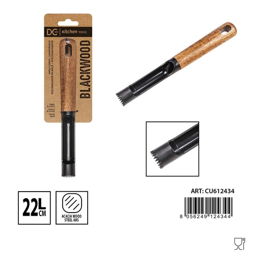 [0234468] Descorazonador de madera negra 22 cm - Accesorios de cocina
