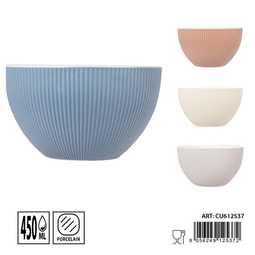 [0235116] Taza de cerámica 450ML - Bol para cereal rayas