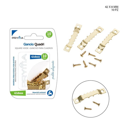 [0226378] Ganchos para cuadros 42x8mm 10pz - Artículos de ferretería y ganchos
