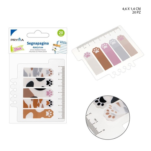 [0226468]  Marcador de página 4.6x1.4 cm 5x20 hojas - Papelería