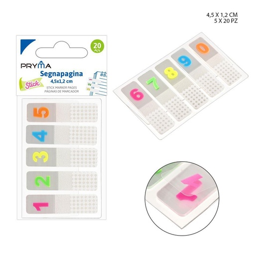 [0226469] Marcador de página adhesivo 4.5x1.2cm 5x20pz para organizar documentos