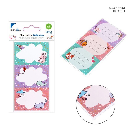 [0227061] Etiqueta adhesiva rectangular 6.8x4.4 cm 3 pcs - Papelería y etiquetas