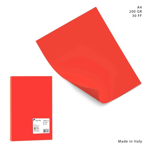 [0226086] Papel de color A4 200g rojo 30 hojas para manualidades