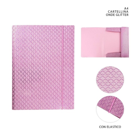 [0226303] Carpeta con goma con brillantina A4 con olas - Accesorios de oficina