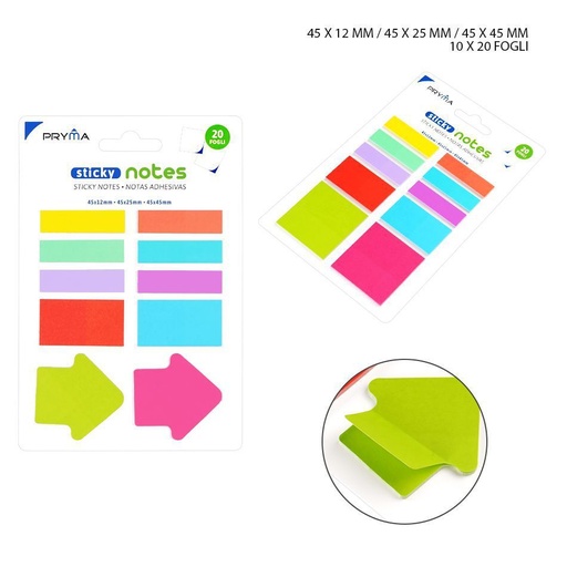 [0226799] Nota adhesiva 120x180 mm 20 unidades flecha/cuadrado - Notas adhesivas