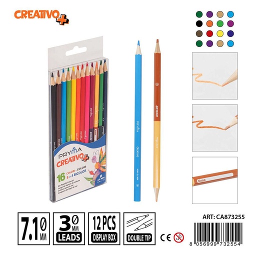 [0227043] Lápices de colores bicolor set 12 PZ - Material artísticos