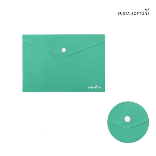 [0227350] Carpeta A5 con botón verde agua - Material de papelería