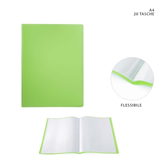 [0227360] Carpeta flexible A4 20 páginas verde - Accesorios de oficina