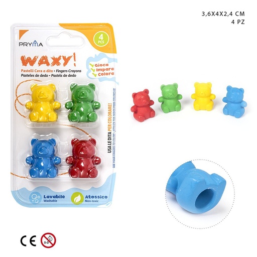 [0227459] Ceras de color para dedos 3.6x4x2.4m 4pz - Herramientas de arte