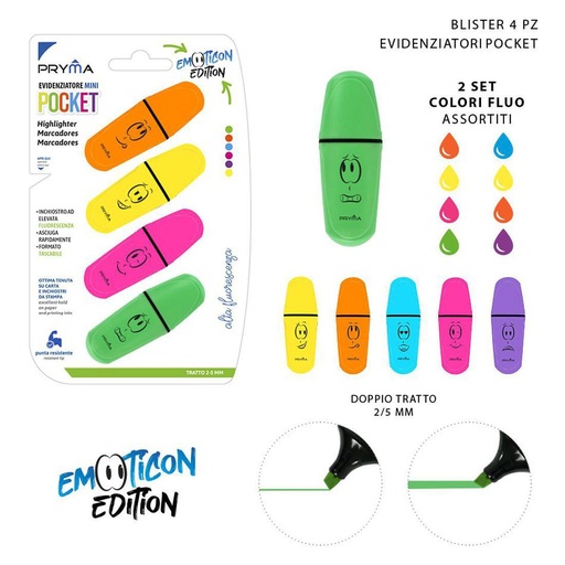 [0228030] Subrayador mini fluorescente 4pzs - Marcadores y escritura